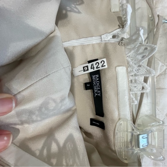 Badgley Mischka Collection Ivory Lace Midi Bustier - Size 2 - Picture 8 of 8